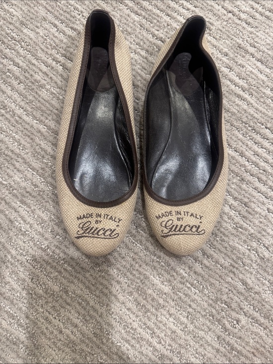 Gucci Shoes - Vintage Gucci Logo Canvas Ballet Flats Made in Italy Size 40